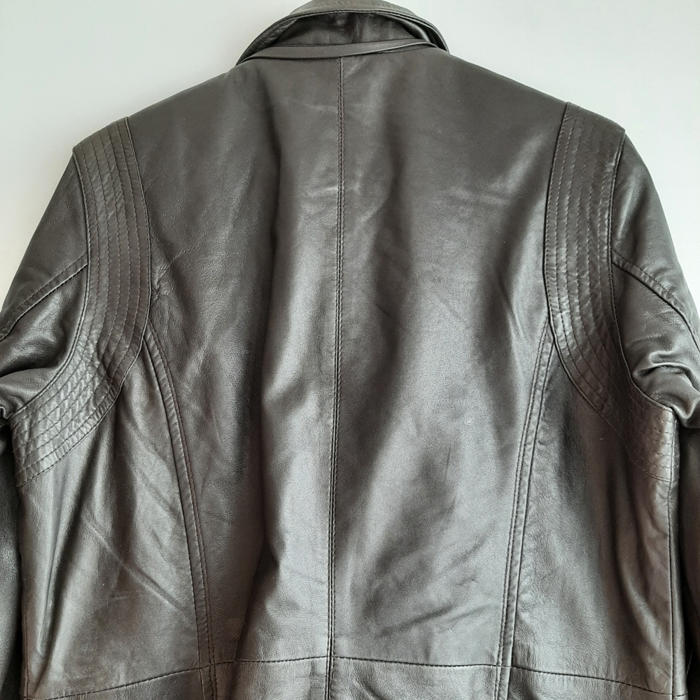 DANIER Genuine Soft Leather Button & Zip Front Jacket Dark Brown Short Coat Sz M - Picture 9 of 16